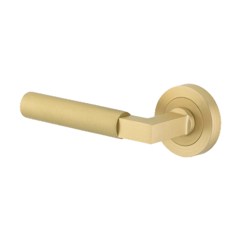 Door Lever Berlin Rose Round Concealed Fix Left Hand Fixed Brushed Gold PVD L120xP60mm BPD52mm in Brushed Gold PVD