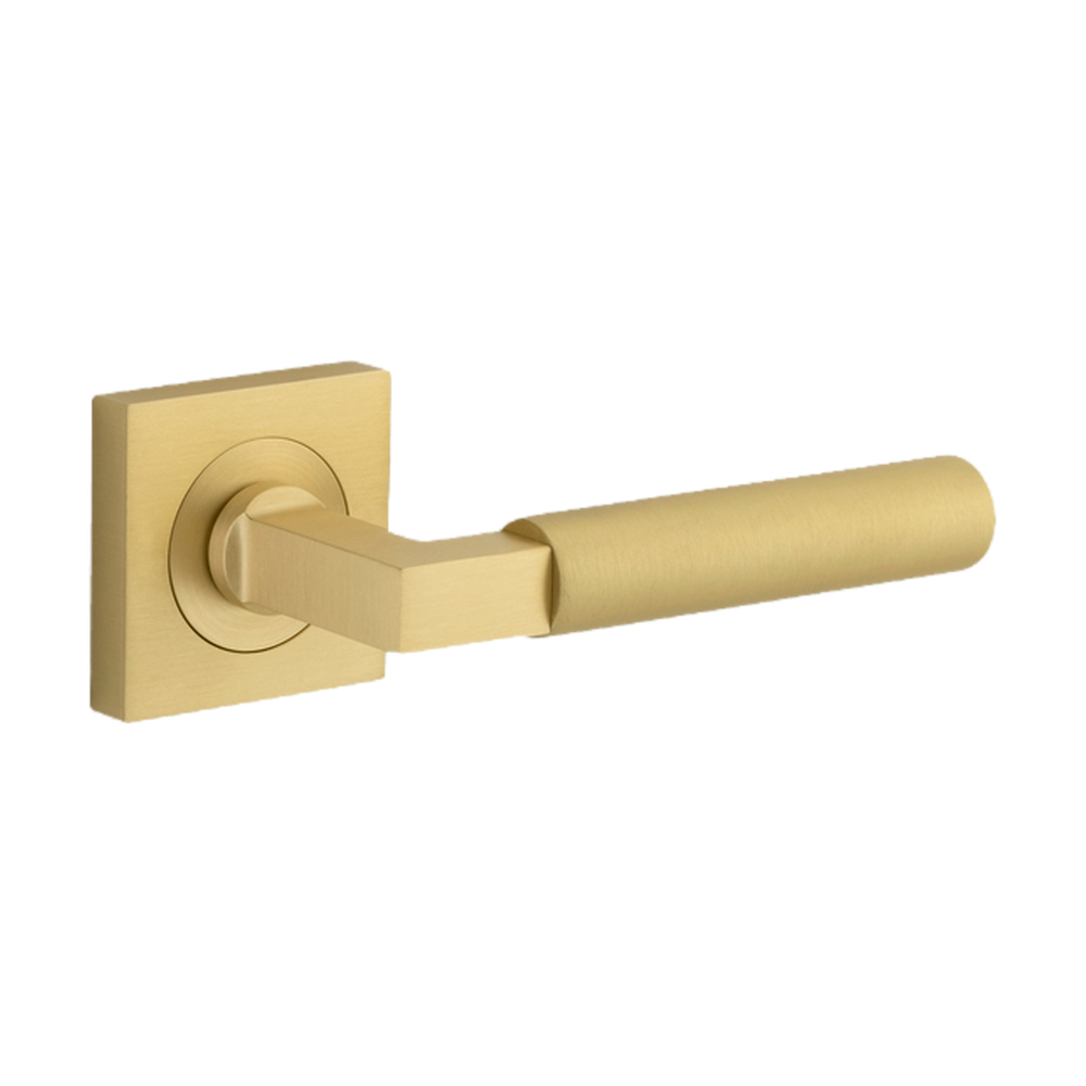 Door Lever Berlin Rose Square Concealed Fix Pair Brushed Gold PVD L120xP60mm BPH52xW52mm in Brushed Gold PVD