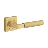 Door Lever Berlin Rose Square Concealed Fix Pair Brushed Gold PVD L120xP60mm BPH52xW52mm in Brushed Gold PVD