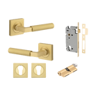 Door Lever Berlin Rose Square Brushed Gold PVD Key / Thumb Entrance Kit in Brushed Gold PVD