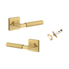 Door Lever Berlin Rose Square Brushed Gold PVD Inbuilt Privacy Kit in Brushed Gold PVD