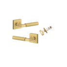 Door Lever Berlin Rose Square Brushed Gold PVD Passage Kit in Brushed Gold PVD