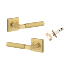 Door Lever Berlin Rose Square Brushed Gold PVD Passage Kit in Brushed Gold PVD