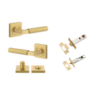 Door Lever Berlin Rose Square Brushed Gold PVD Privacy Kit in Brushed Gold PVD