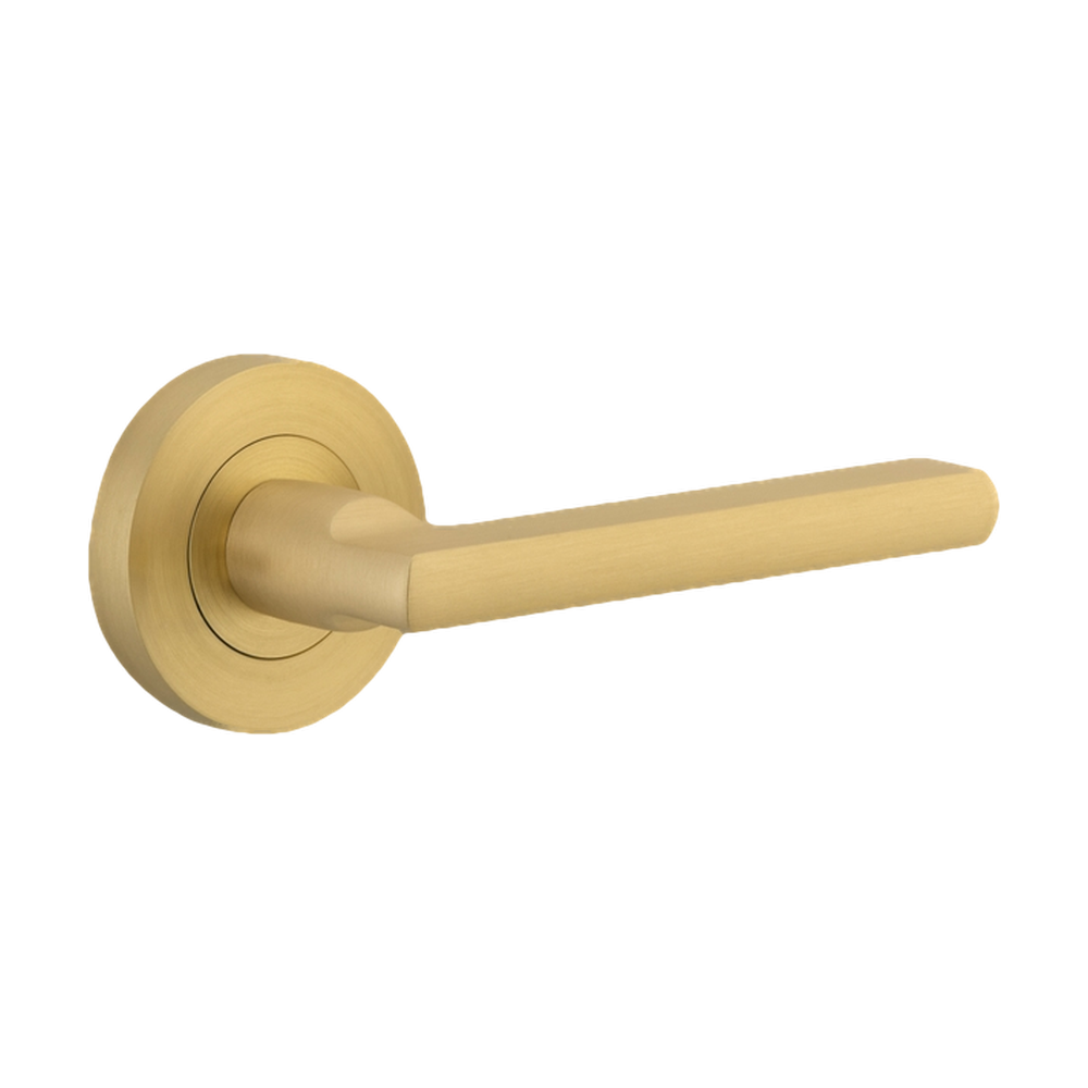 Door Lever Baltimore Rose Round Concealed Fix Pair Brushed Gold PVD L118xP57mm BPD52mm in Brushed Gold PVD