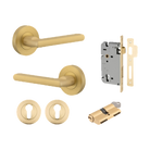 Door Lever Baltimore Rose Round Brushed Gold PVD Key / Key Entrance Kit in Brushed Gold PVD