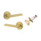 Door Lever Baltimore Rose Round Brushed Gold PVD Inbuilt Privacy Kit in Brushed Gold PVD