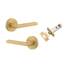 Door Lever Baltimore Rose Round Brushed Gold PVD Passage Kit in Brushed Gold PVD
