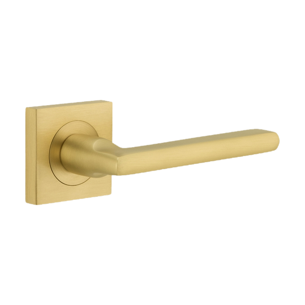Door Lever Baltimore Rose Square Concealed Fix Pair Brushed Gold PVD L118xP57mm BPH52xW52mm in Brushed Gold PVD