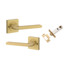 Door Lever Baltimore Rose Square Brushed Gold PVD Inbuilt Privacy Kit in Brushed Gold PVD