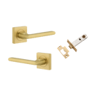 Door Lever Baltimore Rose Square Brushed Gold PVD Passage Kit in Brushed Gold PVD