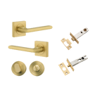 Door Lever Baltimore Rose Square Brushed Gold PVD Privacy Kit in Brushed Gold PVD