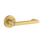Door Lever Baltimore Return Rose Round Brushed Gold PVD Fix 1/2 RH L128xP57mm BPD52mm in Brushed Gold PVD