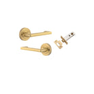 Door Lever Baltimore Return Rose Round Brushed Gold PVD Inbuilt Privacy Kit in Brushed Gold PVD