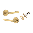 Door Lever Baltimore Return Rose Round Brushed Gold PVD Inbuilt Privacy Kit in Brushed Gold PVD