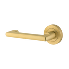 Door Lever Baltimore Return Rose Round Brushed Gold PVD Fix 1/2 LH L128xP57mm BPD52mm in Brushed Gold PVD