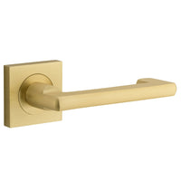 Door Lever Baltimore Return Rose Square Pair Brushed Gold PVD L128xP57mm BPH52xW52mm in Brushed Gold PVD