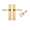 Door Lever Brunswick Knurled Chamfered Brushed Gold PVD L120xP59mm BPH240xW50mm Passage Kit Tube Latch Split Cam 'T' Striker Brushed Gold PVD Backset 60mm in Brushed Gold PVD