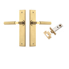 Door Lever Brunswick Knurled Chamfered Brushed Gold PVD L120xP59mm BPH240xW50mm Passage Kit Tube Latch Split Cam 'T' Striker Brushed Gold PVD Backset 60mm in Brushed Gold PVD