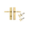 Door Lever Brunswick Chamfered Privacy Brushed Gold PVD CTC85mm H240xW50xP59mm Privacy Kit Tube Latch Split Cam 'T' Striker Brushed Gold PVD Backset 60mm, Privacy Bolt Round Bolt Brushed Gold PVD Backset 60mm in Brushed Gold PVD