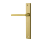 Door Lever Baltimore Rectangular Latch Left Hand Fixed Brushed Gold PVD L118xP54mm BPH240xW38mm in Brushed Gold PVD