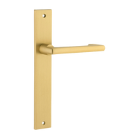 Door Lever Baltimore Return Rectangular Latch Pair Brushed Gold PVD L128xP54mm BPH240xW38mm in Brushed Gold PVD