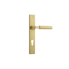 Door Lever Berlin Rectangular Euro Pair Brushed Gold PVD CTC85mm L120xP57mm BPH240xW38mm in Brushed Gold PVD