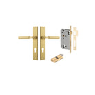 Door Lever Berlin Rectangular Brushed Gold PVD Key / Key Entrance Kit in Brushed Gold PVD