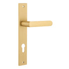 Door Lever Osaka Rectangular Euro Pair Brushed Gold PVD CTC85mm L120xP52mm BPH240xW38mm in Brushed Gold PVD