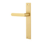 Door Lever Osaka Rectangular Latch Left Hand Fixed Half Set Brushed Gold PVD L120xP52mm BPH240xW38mm in Brushed Gold PVD