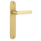 Door Lever Osaka Oval Latch Pair Brushed Gold PVD L120xP52mm BPH240xW40mm in Brushed Gold PVD