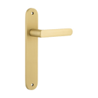 Door Lever Osaka Oval Latch Pair Brushed Gold PVD L120xP52mm BPH240xW40mm in Brushed Gold PVD