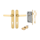 Door Lever Osaka Oval Brushed Gold PVD Key / Key Entrance Kit in Brushed Gold PVD