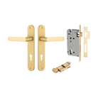 Door Lever Osaka Oval Brushed Gold PVD Key / Thumb Entrance Kit in Brushed Gold PVD