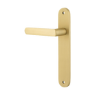 Door Lever Osaka Oval Latch Left Hand Fixed Half Set Brushed Gold PVD L120xP52mm BPH240xW40mm in Brushed Gold PVD