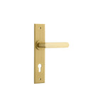 Door Lever Osaka Chamfered Euro Pair Brushed Gold PVD CTC85mm L120xP54mm BPH240xW50mm in Brushed Gold PVD