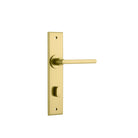Door Lever Baltimore Chamfered Privacy Pair Brushed Gold PVD CTC85mm L118xP56mm BPH240xW50mm in Brushed Gold PVD