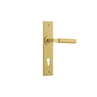 Door Lever Berlin Chamfered Euro Pair Brushed Gold PVD CTC85mm L120xP59mm BPH240xW50mm in Brushed Gold PVD