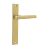 Door Lever Helsinki Rectangular Latch Pair Brushed Gold PVD H240xW38xP44mm in Brushed Gold PVD
