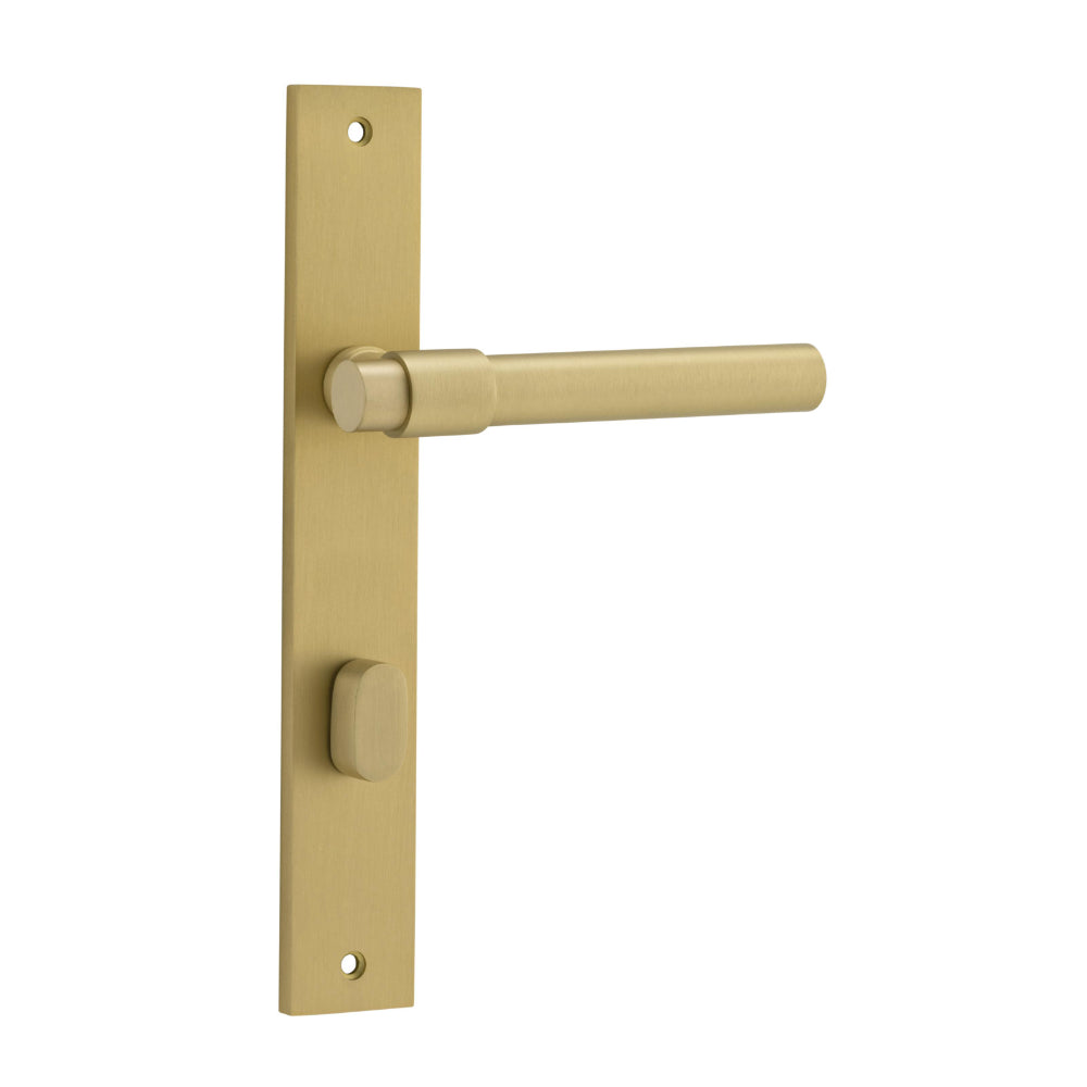 Door Lever Helsinki Rectangular Privacy Pair Brushed Gold PVD CTC85mm H240xW38xP44mm in Brushed Gold PVD