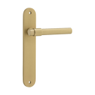 Door Lever Helsinki Oval Latch Pair Brushed Gold PVD H240xW40xP44mm in Brushed Gold PVD