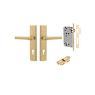 Pair of Iver Helsinki lever door handles on stepped backplates with a sleek, modern design for stylish interior doors.