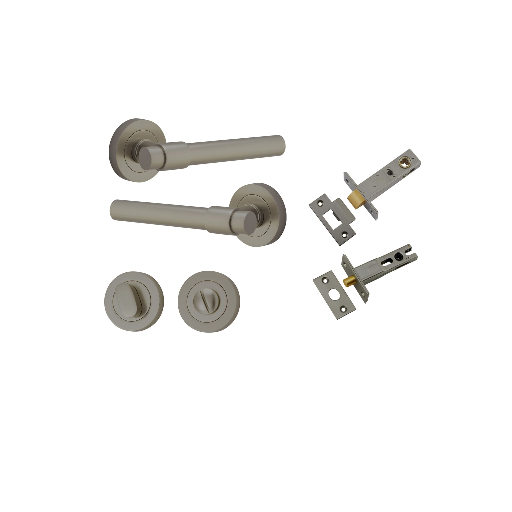Door Lever Helsinki Rose Round Graphite PVD Privacy Kit in Graphite PVD