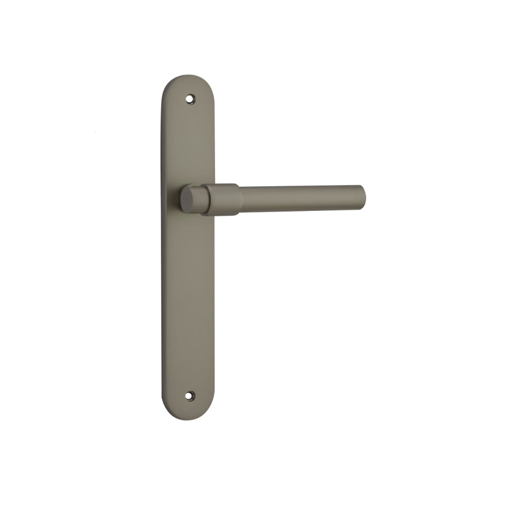 Door Lever Helsinki Oval Latch Pair Graphite PVD L137xP58mm BPH240xW40mm in Graphite PVD