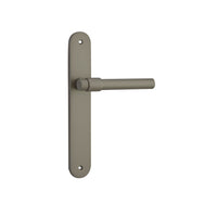 Door Lever Helsinki Oval Latch Pair Graphite PVD L137xP58mm BPH240xW40mm in Graphite PVD