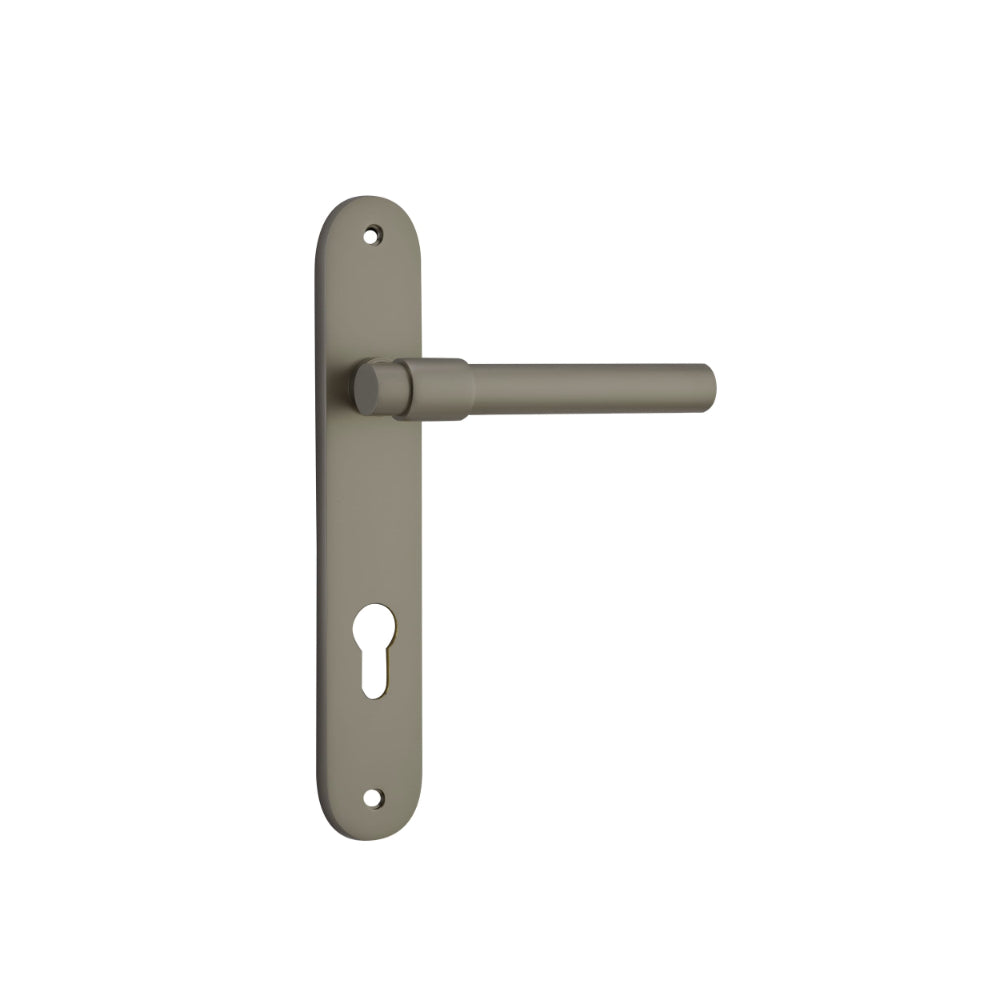 Door Lever Helsinki Oval Euro Pair Graphite PVD CTC85mm L137xP58mm BPH240xW40mm in Graphite PVD