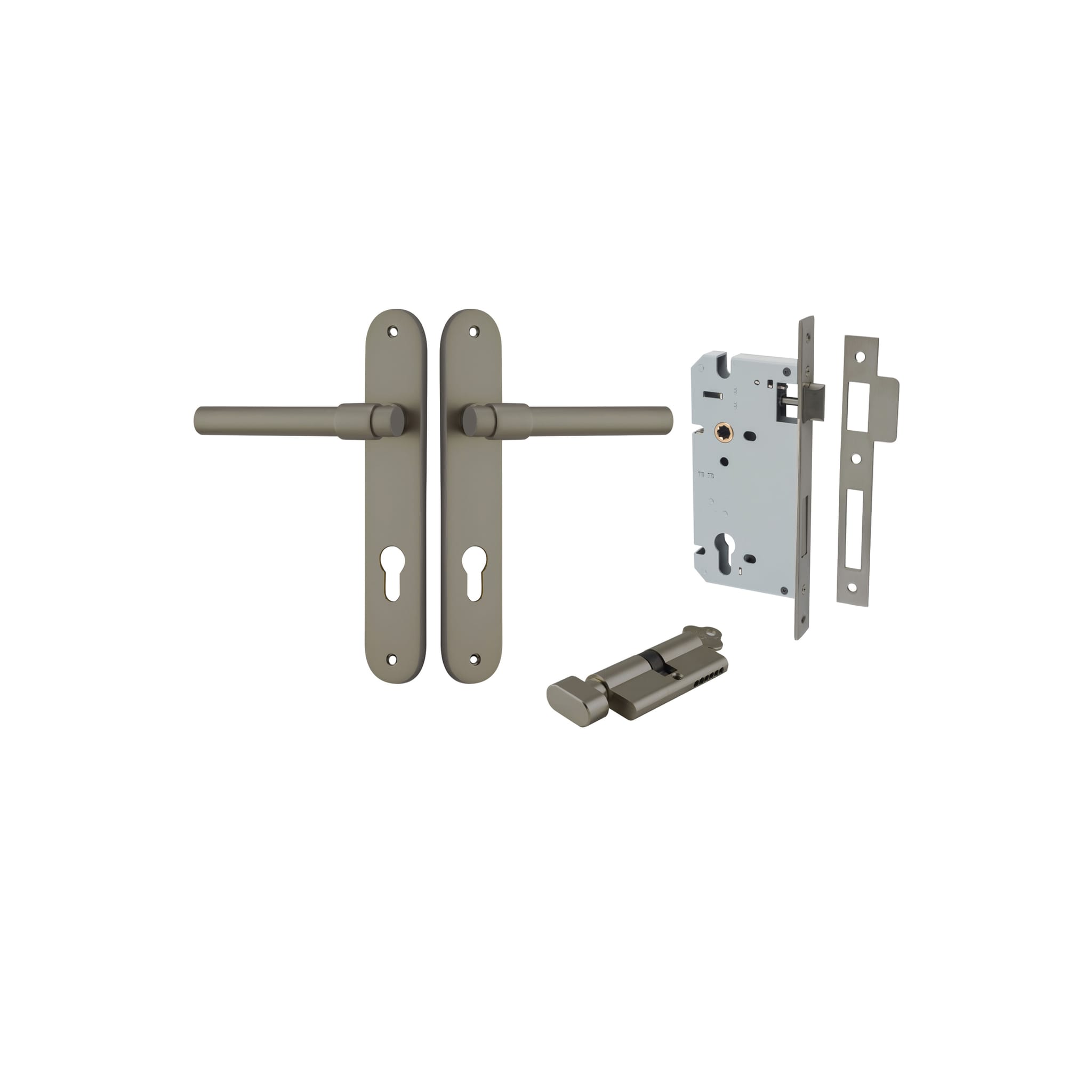 Door Lever Helsinki Oval Graphite PVD Key / Thumb Entrance Kit in Graphite PVD