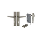 Pair of Iver Helsinki lever door handles on stepped backplates, featuring sleek modern design and polished finish.