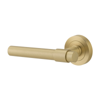 Door Lever Helsinki Rose Round Concealed Fix Left Hand Fixed Brushed Gold PVD L137xP61mm BPD52mm in Brushed Gold PVD