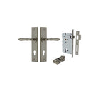 Door Lever Sarlat Chamfered Graphite PVD Key / Key Entrance Kit in Graphite PVD